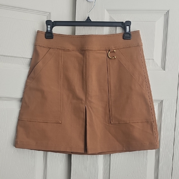 A.L.C. Tan Khaki Utility Mini Skirt with Pockets and gold.#277